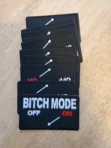 LADIES "B!TCH MODE OFF ON" PATRIOTIC BIKER PATCH NEW NICE - Picture 1 of 2