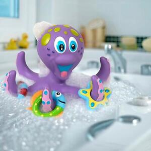 Nuby Purple Octopus Hoopla Floating Interactive Bath Toy - 3 Tossing Rings - Fun