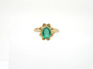 Anillo Oro Amarillo 14k Esmeralda Genuina, Forma Ovalada, Talla 6.25 De Colección - Imagen 1 de 11