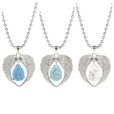 Collar 3 PIEZAS Alas Angulares Lágrima Piedras Preciosas Colgante Amor Corazón para Mujeres Hombres Foto 1 de 4