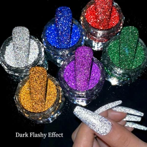 Nagel Glitzer Pulver Holographisch Reflektierend Glanz Kunst Chrom Pigment Deco - Bild 1 von 18