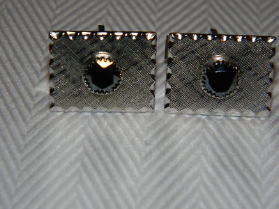 Vintage Hematite on Silver Tone Cufflinks - Image 1 of 4