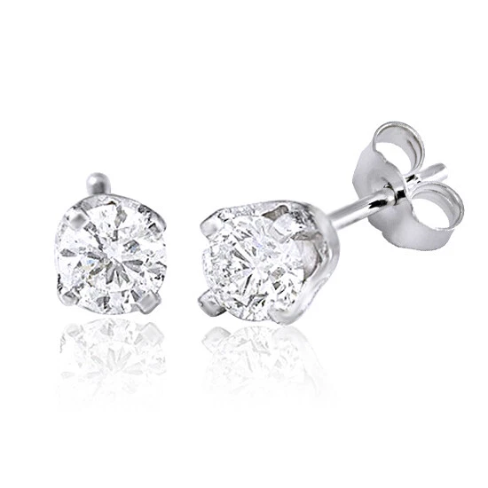 Nuevos aretes solitarios de diamantes naturales reales de 1/4 quilates de oro blanco macizo de 14 quilates Foto 1 de 1
