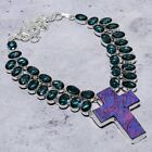 Natural Purple Turquoise, Iolite Gemstone 925 Sterling Silver Necklace 18" Z971