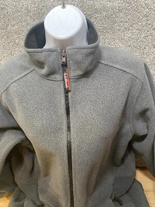 LL Bean Sweatshirt Womens M Petite Gray Fleece Full Zip Elastic Waisted Jacket - Picture 1 of 10