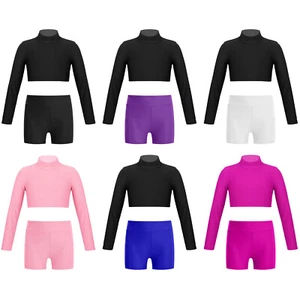 Kids Girls Sports Performance Outfit Back Pocket High Waist Shorts Durable Cute - Picture 1 of 81