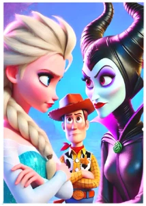 ELSA STARE DOWN * ACEO Personalizado * Divertida Novedad * MASH-UP DE PERSONAJES * Tarjeta de Arte - Imagen 1 de 2