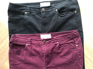 2x Mistral Soft Cotton Plum & Black Jeans Trousers Size 12 Slight Stretch