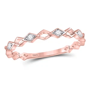 10kt Rose Gold Womens Round Diamond Link Stackable Band Ring 1/20 Cttw - Picture 1 of 1