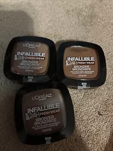 Lotto 3 Fonce Scuro L'Oreal Paris Infallible 24H Fresh Wear Bronzer 500 (LEGGI) - Foto 1 di 1