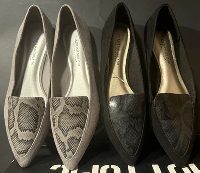 Christian Siriano For Payless Mujer 2 Mocasines Zapatos Planos Gris y Negro Serpiente 10 Foto 1 de 4