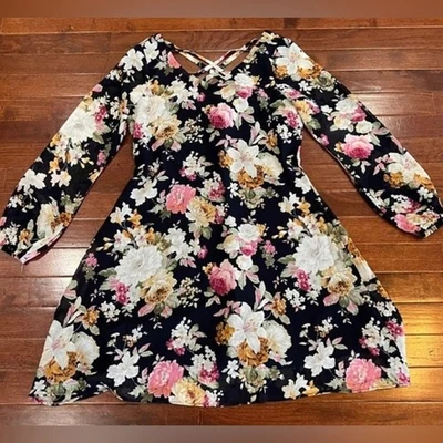 Vestido floral Elisa B feminino manga longa tamanho 14 - Imagem 1 de 4