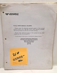LOT USED PARTS MANUAL SUPPLEMENT FOR VERSATILE 895 TRACTORS REF# 1222025-906 - Bild 1 von 9