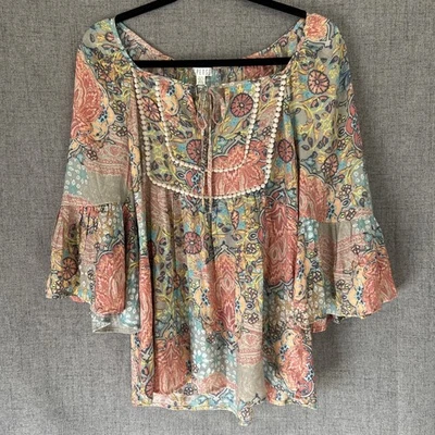 Женский топ бохо с цветочным узором Spence размер M цветочная вышивка фея крестьянин пастель - Изображение 1 из 4