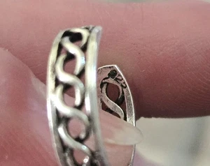 👣VTG 4,25 WEISSER KRISTALL 925 STERLING OFFEN GEDREHTER/GEFLOCHTENER ZEHEN- ODER MIDI-RING - Bild 1 von 7