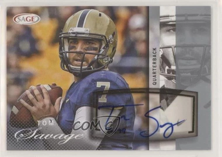 2014 SAGE Auto Football Silver /99 Tom Savage #A44 Rookie Auto RC - Image 1 of 2