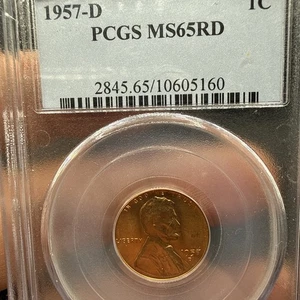 1957-D  1C Lincoln Wheat One Cent  PCGS MS65RD - Picture 1 of 9