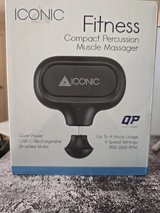 ICONIC Fitness Compact Percussion Muscle Massager 1800-2600 RPM 4 Speed USB-C - Picture 1 of 3