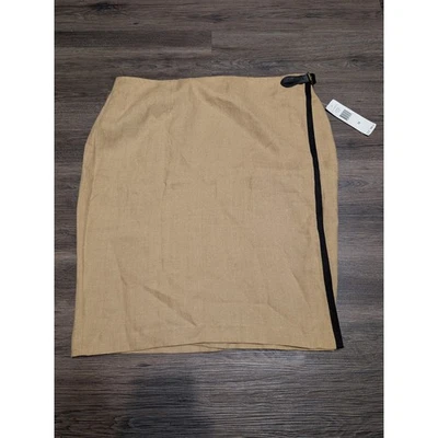 Новый с Ярлыками Ralph Lauren женщин надежном юбка желтовато-коричневый хлопок льняной с боковой пряжкой размер 14 - Изображение 1 из 4