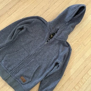 Quiksilver Felpa con Cappuccio The Mountain Giacca Ragazzo Piccola Full Zip Pile Grigio - Foto 1 di 7