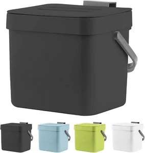 Kitchen Trash Can with Lid, Wall-Mounted under Sink Small Garbage Can for Kitch - Picture 1 of 6