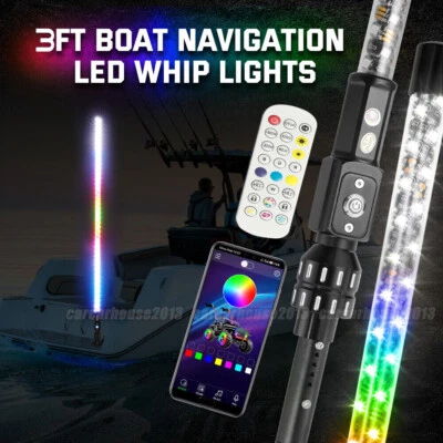 Luz de popa LED de 3 pies 360 ° para barco látigo navegación RGB luz de anclaje de popa todo redondo Foto 1 de 4