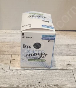 L'eggs Control Top Medium kompressionsverstärkte Zehenstrumpfhose Gr. B tiefschwarz - Bild 1 von 5