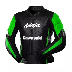 Kawasaki Ninja Motorbike Leather Jacket Motorcycle Racing MotoGP Leather Jacket - Picture 1 of 3