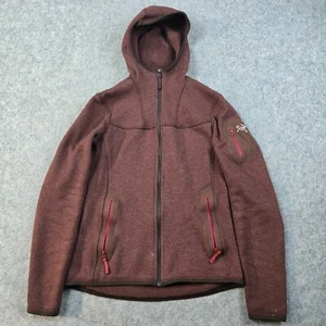 Arcteryx Covert Fleece Felpa con Cappuccio Donna S Giacca Full Zip Rosso Scuro Borgogna - Foto 1 di 10