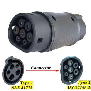 250V 16A Car Adaptor Type1 To Type2 AC Electric Vehicle EV Charger Connector 1PC - Picture 1 of 10