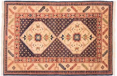 Alfombra Afghan Chobi Ziegler anudada a mano 100x150 beige lana oriental Foto 1 de 4