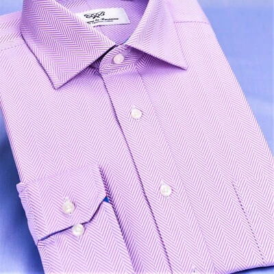 Camisa de vestir púrpura espiga tejido de canasta forro interior puños estándar  Foto 1 de 4