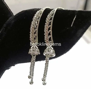 Indian Bollywood Silver Plated Ethnic AD CZ Jewelry Stud Zircon Earrings Nk - Picture 1 of 10