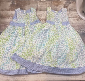 Bundle 2 Marmellata Girls Floral Blue Green Yellow Spring Easter Dress Size 4-4T - Picture 1 of 9