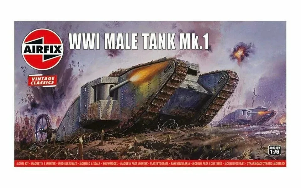 AIRFIX  1:76 KIT CARRO ARMATO WWI MALE TANK MK.I  13,5 cm   ART A01315V  serie 1 - Immagine 1 di 2