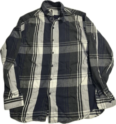 Howe No 65 Creative Workforce Men’s Size L Dark Blue Gray Button Up Plaid Shirt - Image 1 of 4