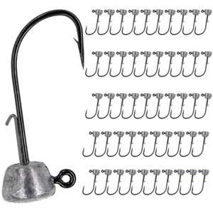 Weedless Fishing Rig Jig Hook Kits 50Pcs Mushroom Jig Lead Heads Fishing Rigs - Picture 1 of 6
