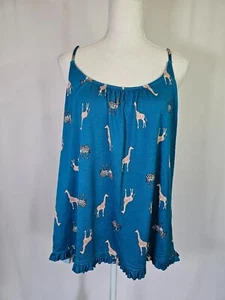 JoySpun Damen ärmelloses Top Größe L 12-14 türkis Zebra Giraffe Rüschen - Bild 1 von 7