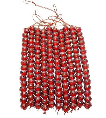 10 Strands, 160 Round Wedding Cake Jewelry Beads 12mm, Handmade Lamp Work Glass. - Image 1 of 3