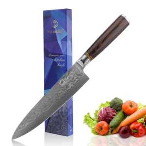 8 Inch Chef Knife Damascus Steel Vegetable Meat Slicer Japanese Kitchen Cutlery - Picture 1 of 8