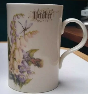 Past Times FINE BONE CHINA FLOWER OF THE MONTH MUG, October, Foxglove, England - Picture 1 of 3