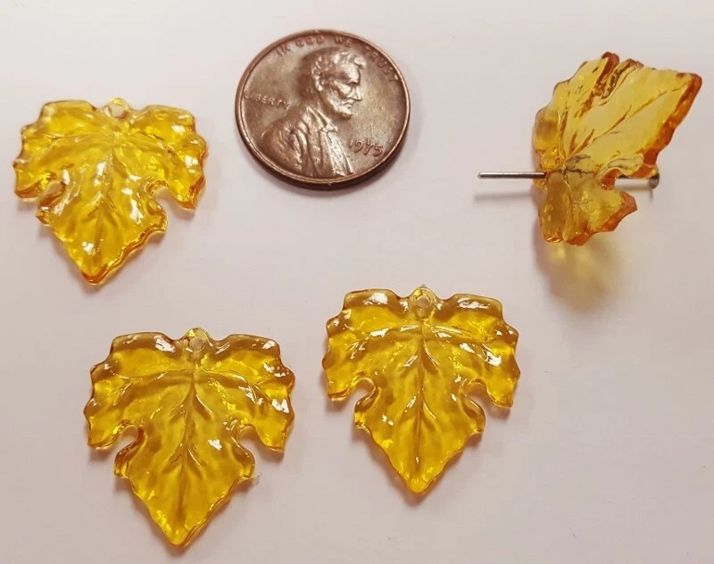 12 HOJAS DE ARCE TOPACIO CLARO VINTAGE 20mm. DIJES DE CUENTAS COLGANTES ACRÍLICOS GRABADOS N160 Foto 1 de 3