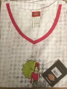 Scrubs Dickies Print Top Up-Hound Girl 82925CB UPHO Size XL - Picture 1 of 2