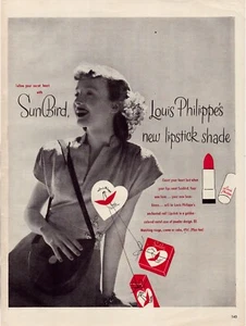 Print Ad Sunbird Lipstick 1946 Phlippe Full Page Large Magazine 10.5"x13.5" - Picture 1 of 1