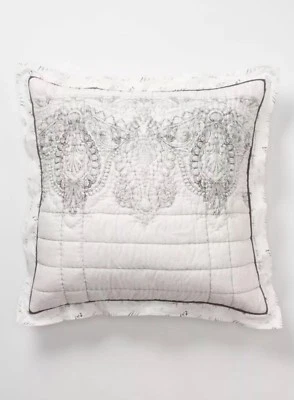Anthropologie Colección Euro Sham Senneh Negro Blanco Gris Algodón Fundas 26 x26 Foto 1 de 4
