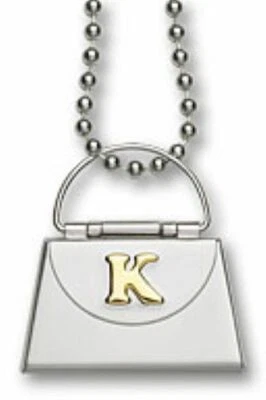 Gold Stainless Steel 'K' Initial Locket Envelope Purse Pendant Charm Necklace Foto 1 de 2