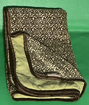 Cocalo Couture Baby Blanket Green Bali Brown Leopard 30”x39” - Image 1 of 4