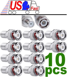 10 Pcs F Female to BNC Male Coax RF Connector RG6 RG59 Adapter Lot10x/pack - Picture 1 of 1