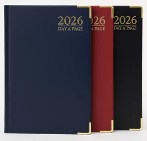 2026 Diary A5 Page a Day Padded Cover Metal Corner Split Weekend Year Planner - Picture 1 of 9