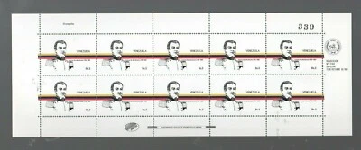 Venezuela: 1982; Scott 1286, hoja de uniforme militar, general briceño, EBV1332 Foto 1 de 2